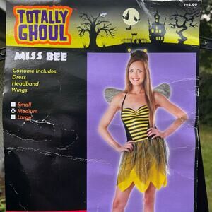 NWT Miss Bee 3 Piece Halloween Costume Size Medium Dress, Headband & Wings